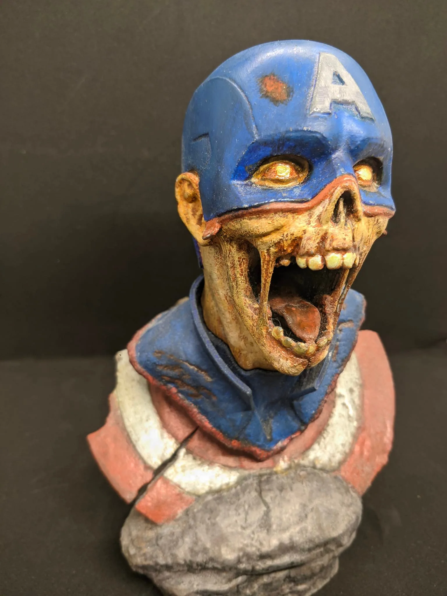 Alternate angle of the Zombie Captain America horror figure