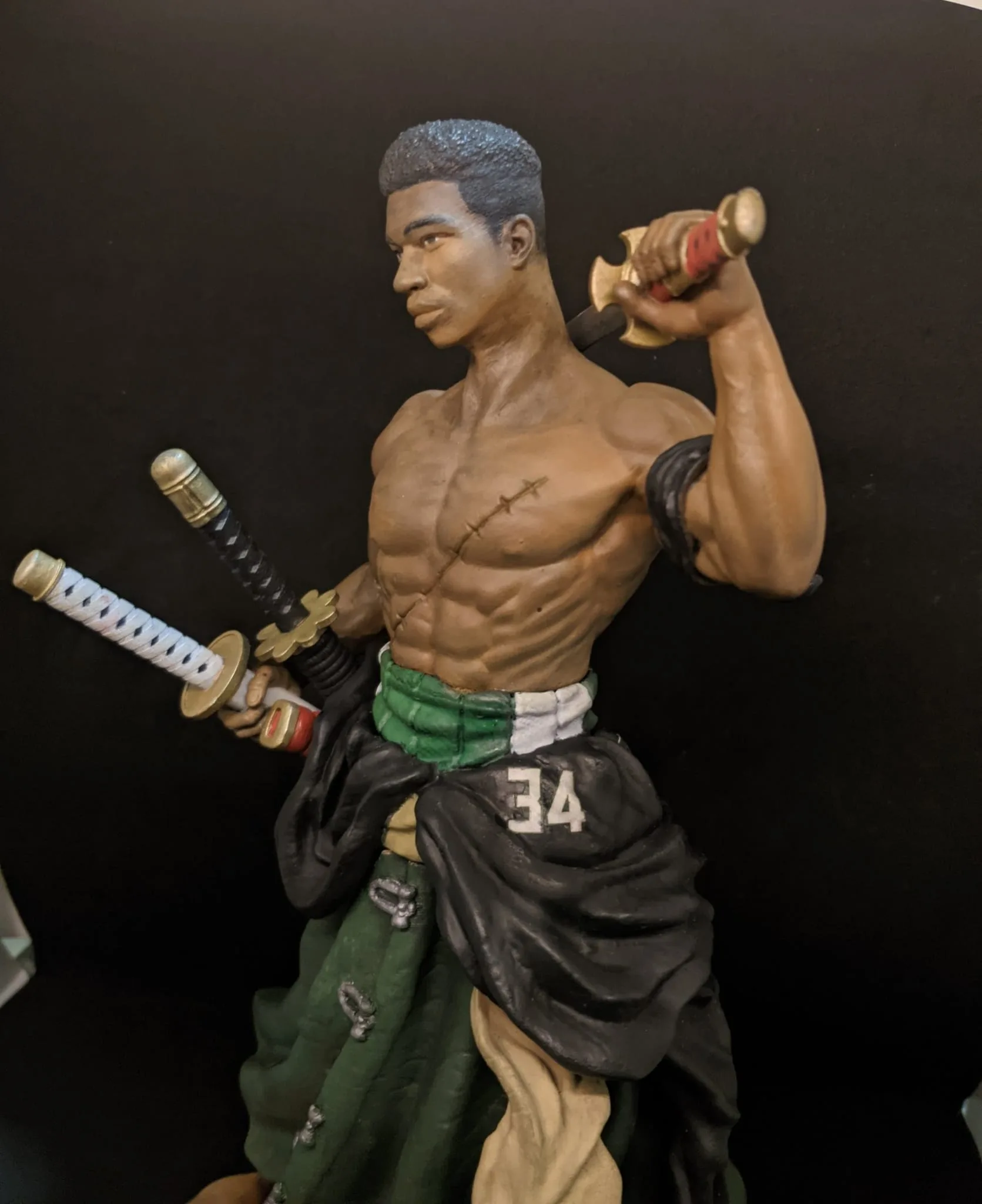 Detail of the Giannis Zoro hand-painted blades and anatomy
