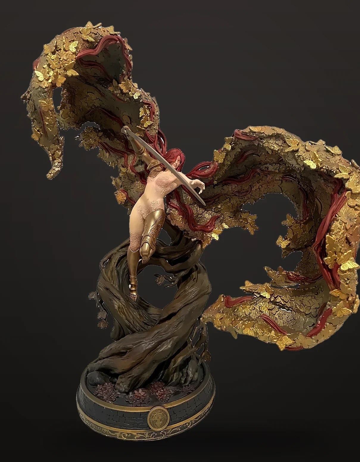 Malenia Elden Ring statue, three-quarter view of the butterfly wings
